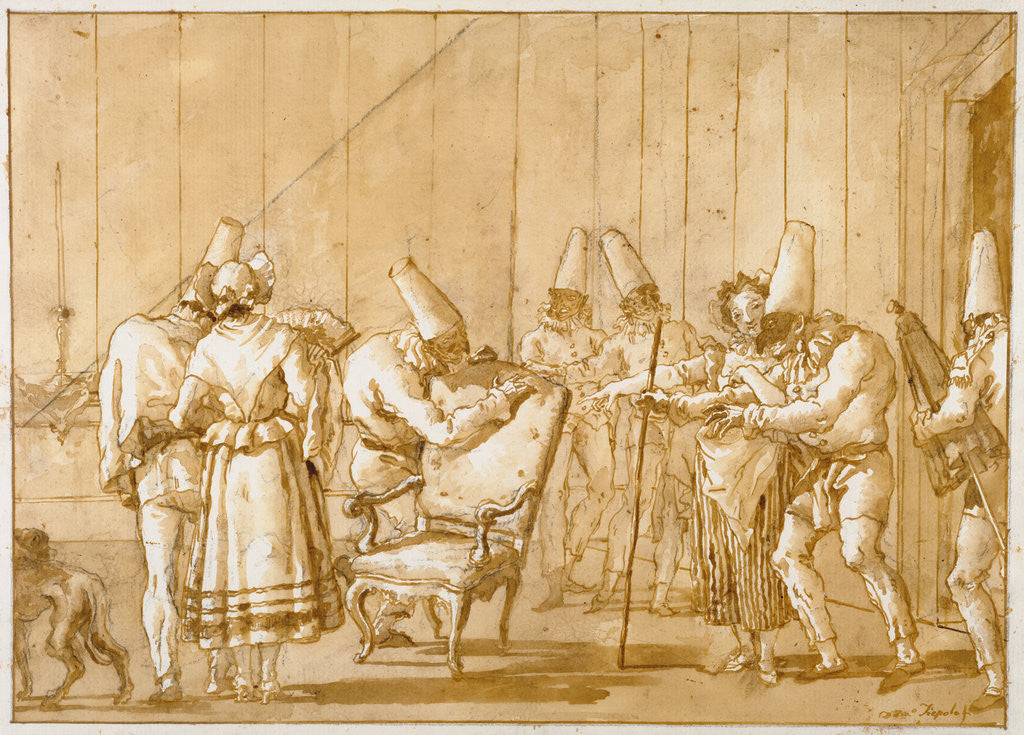 Detail of Punchinello is Helped to a Chair by Giovanni Domenico Tiepolo