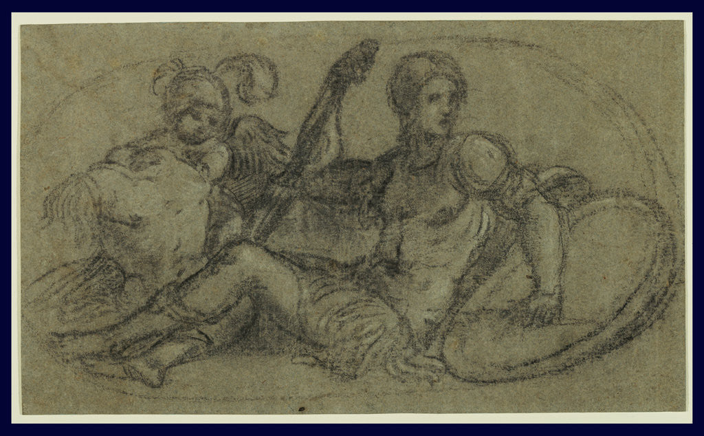 Detail of Seated Male Figure with Putto and Armor by Paris Bordone