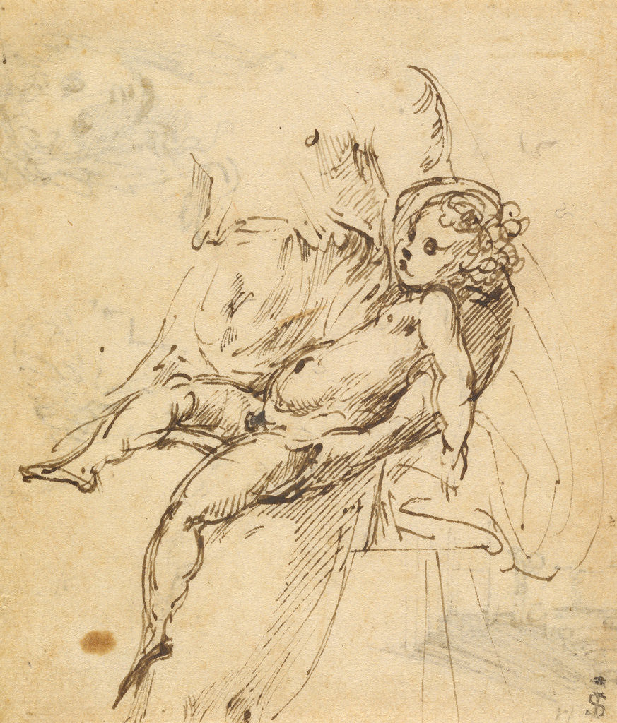 Detail of Studies of the Madonna and Child (recto), Studies of the Madonna and Child and of an Architectural Detail (verso) by Parmigianino