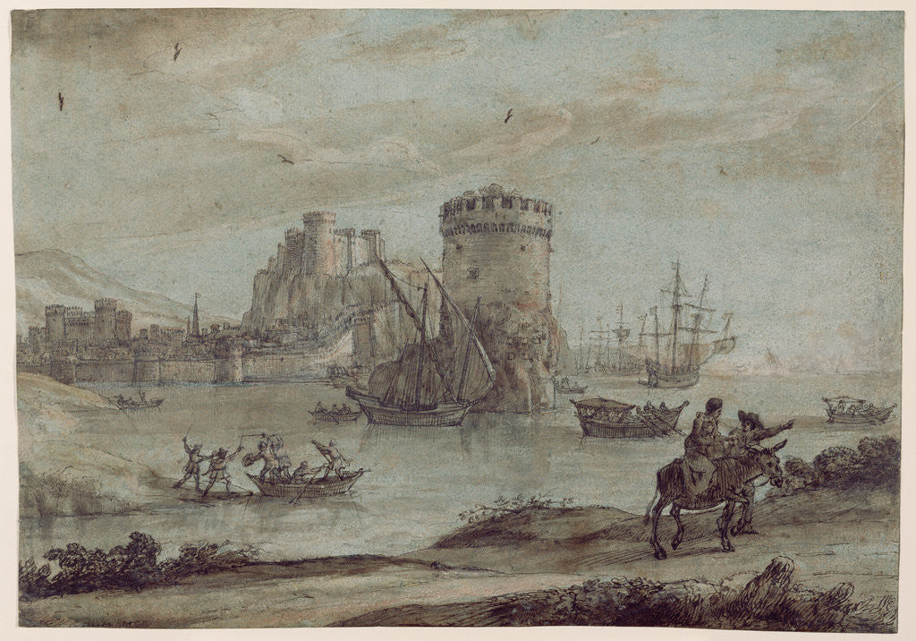 Detail of Figures in a Landscape before a Harbor by Claude Lorrain
