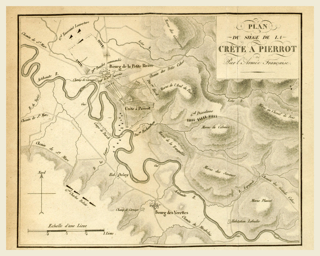 Detail of Plan, map the battle of Crete a Pierrot by the French army by Anonymous