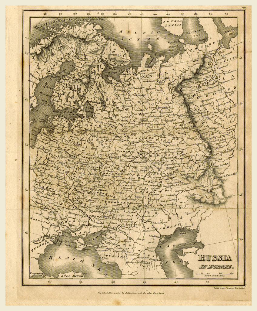 Detail of Map of Russia, 1819, J. Mawman by J. Mawman
