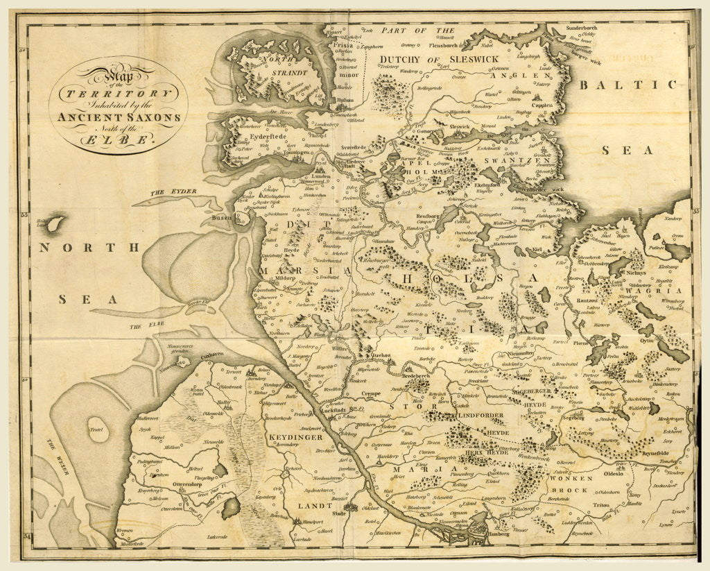 Detail of Map of the territory inhabited by the ancient Saxons North of the Elbe by Anonymous