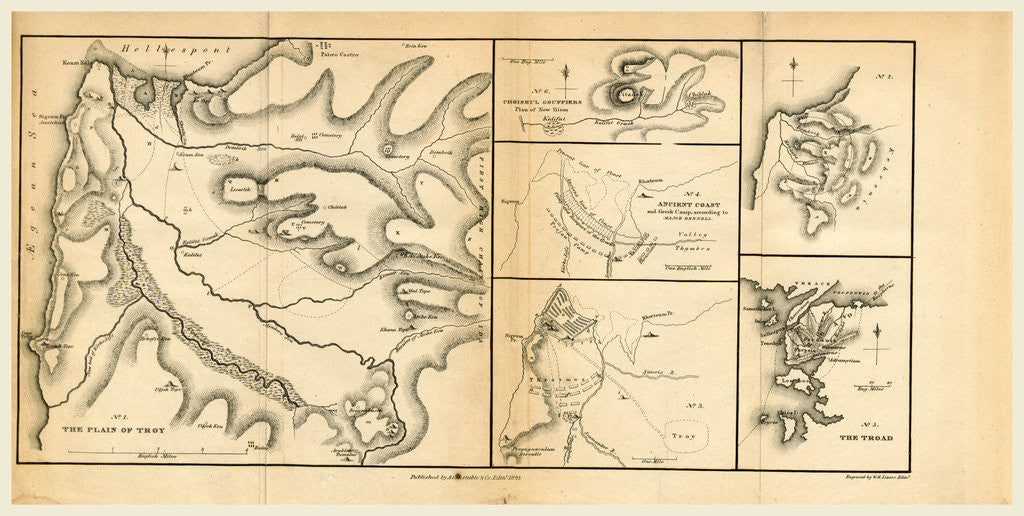 Detail of Map 1822, on the topography of the Plain of Troy by Anonymous