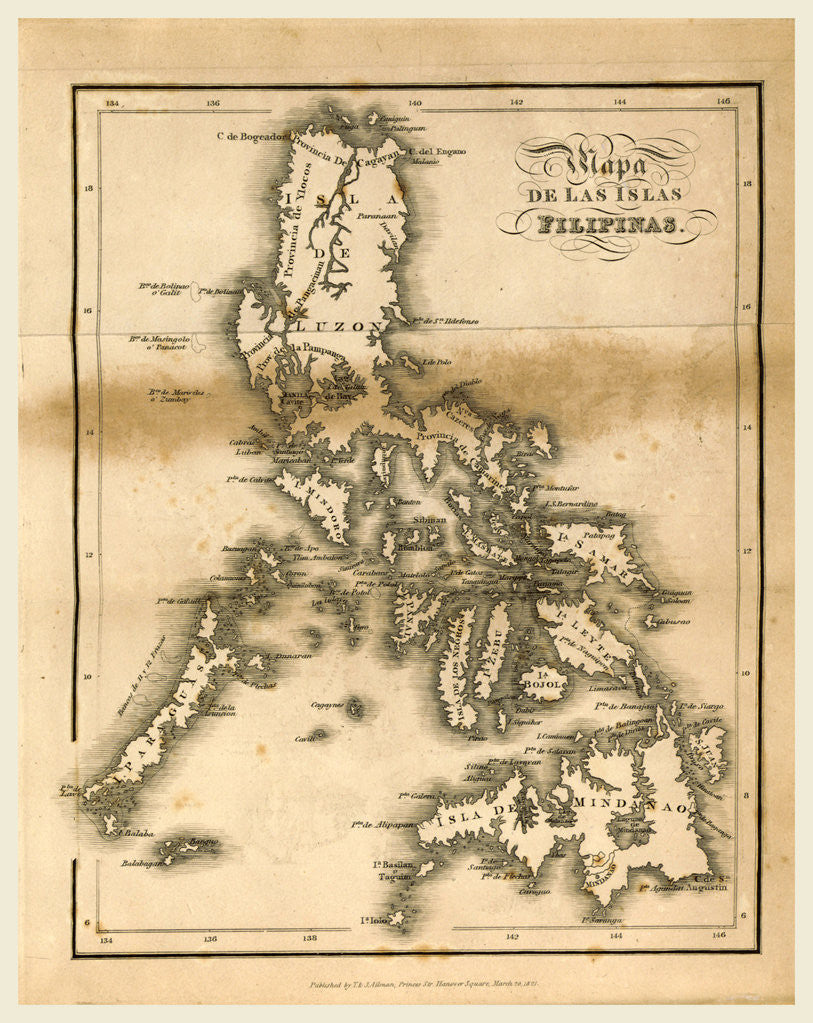 Detail of Map of the Philippine Islands, 1821 by Anonymous