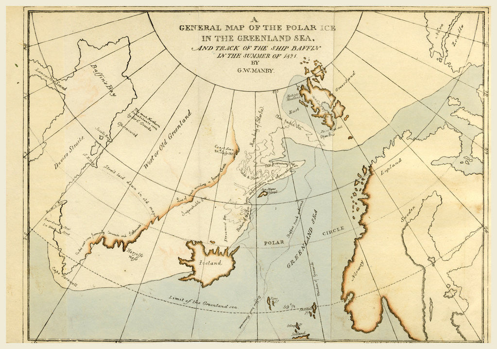Detail of Map of the Polar Ice in the greenland Sea, in the year 1821 by Anonymous