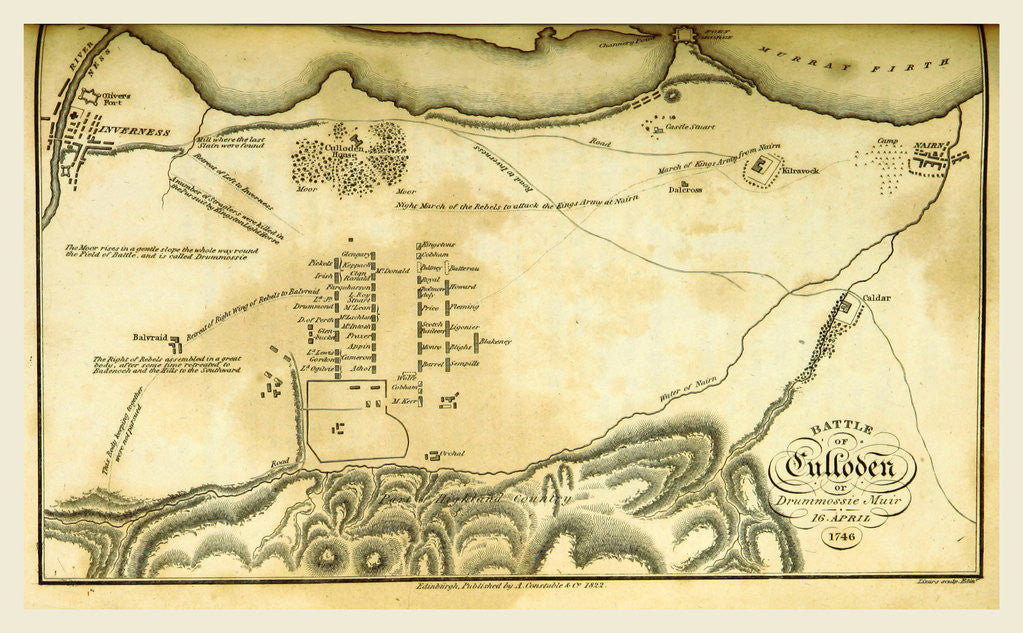 Detail of Battle of Culloden, 1746, map by Anonymous