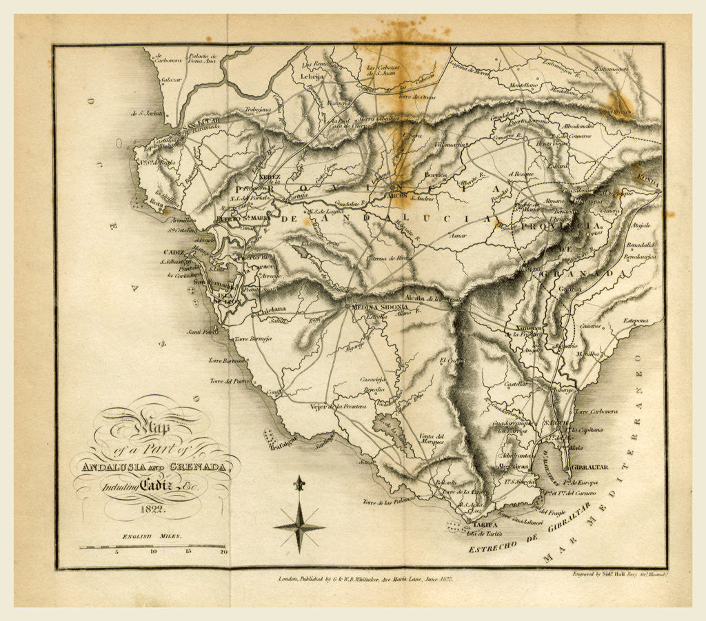 Detail of Map of Andalusia and Grenada, 1822 by Anonymous
