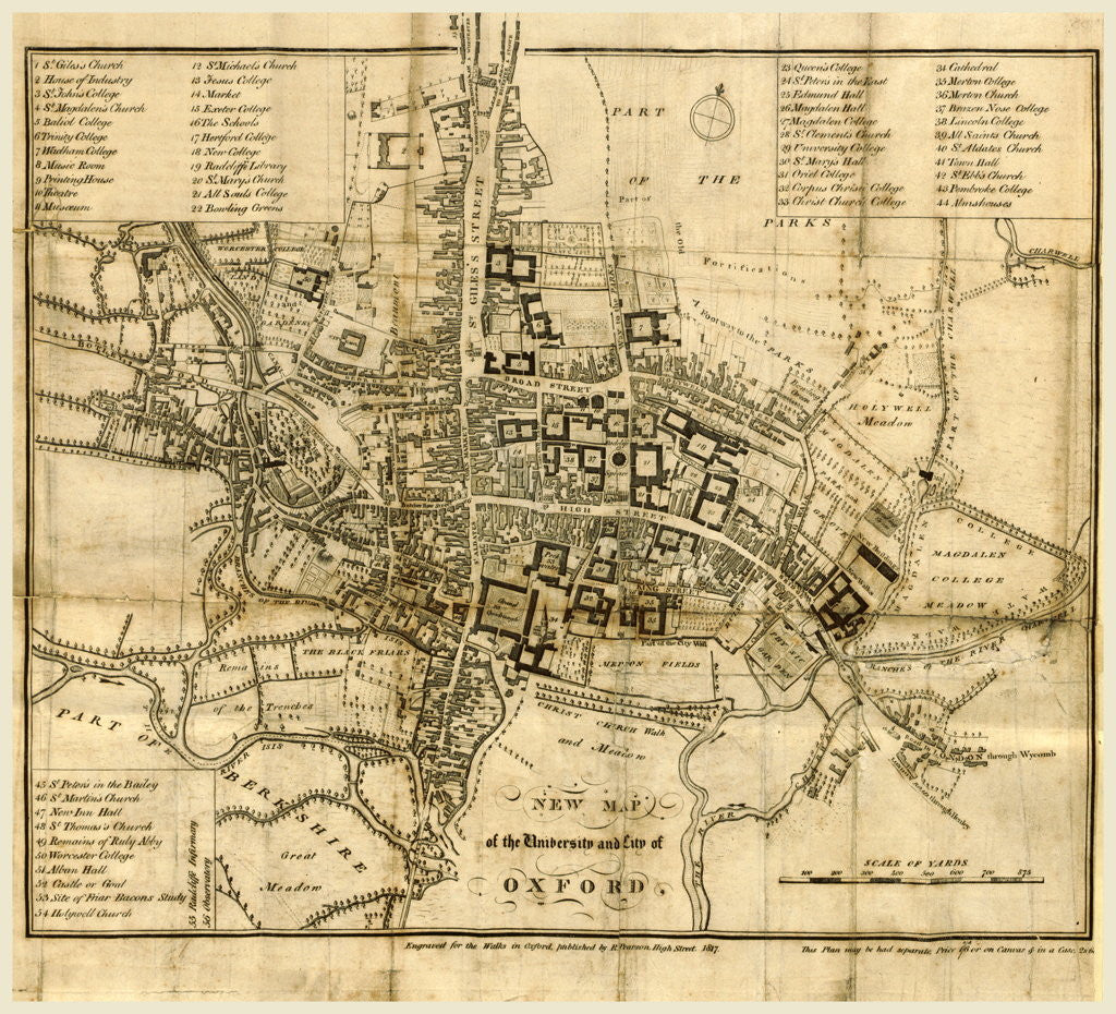 Detail of Map of Oxford, 1817 by Anonymous