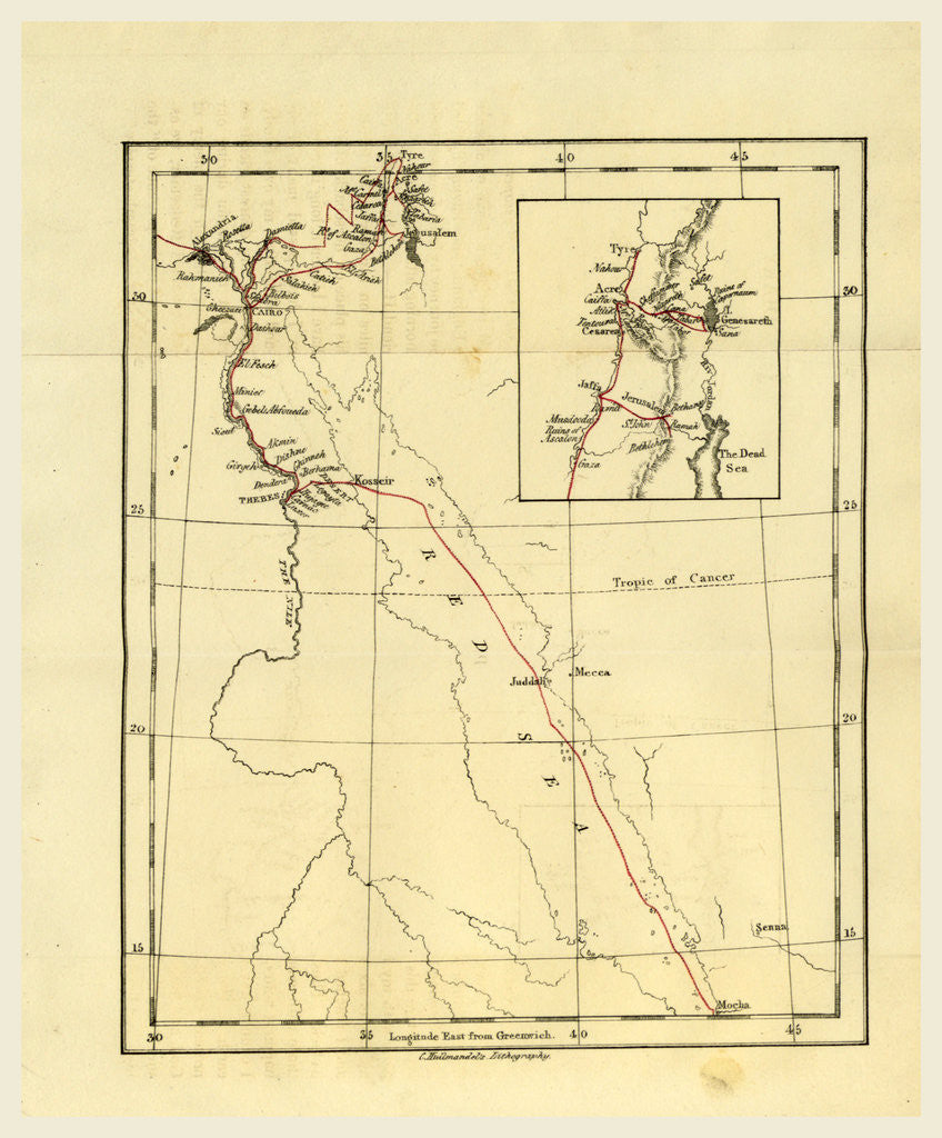 Detail of Kosseir, Alexandria, map by Anonymous