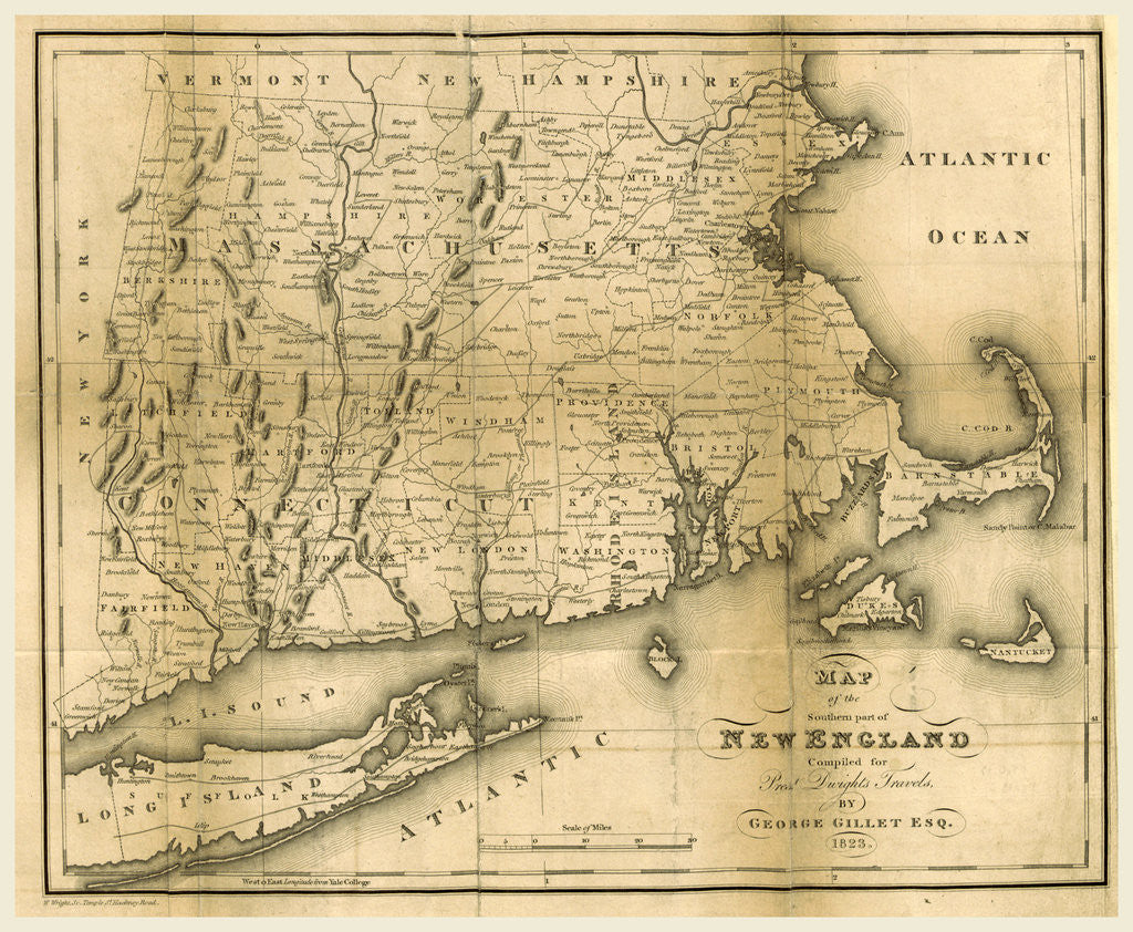 Detail of Map of the southern part of New England, 1823 by Anonymous