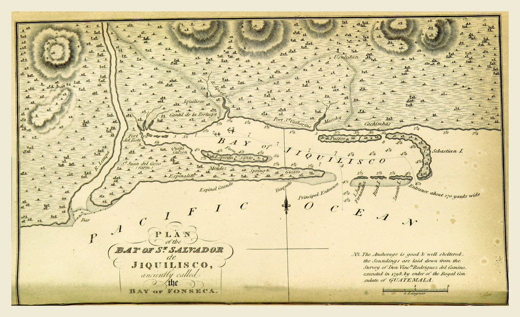 Detail of Map of the Bay of St. Salvador, A statistical and commercial history of the Kingdom of Guatemala by Anonymous