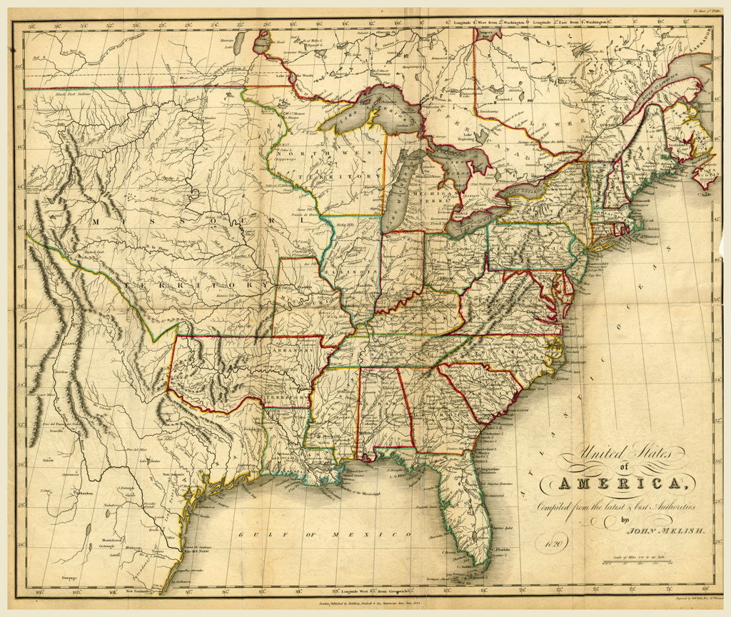 Detail of America map 1822-1823 by Anonymous