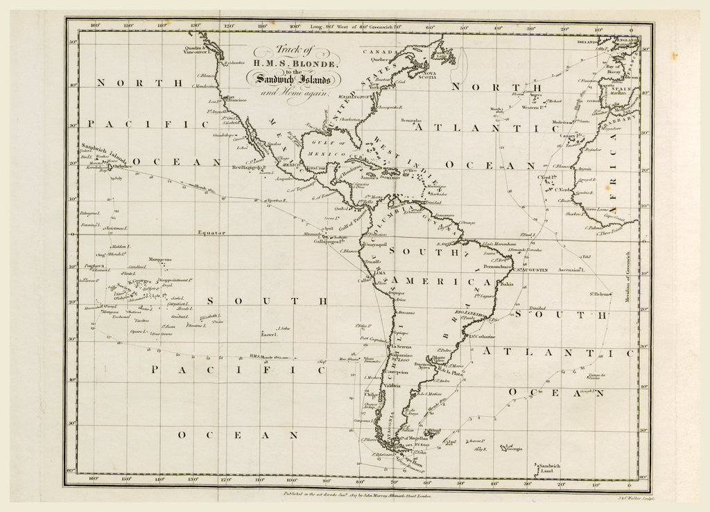 Detail of Map, Voyage of H.M.S. Blonde to the Sandwich Islands, in the years 1824-1825 by Anonymous