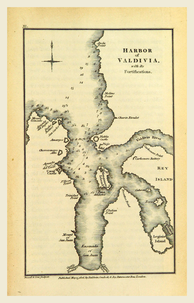 Detail of Harbor of Valdivia, Travels in Chile and La Plata, etc by Anonymous