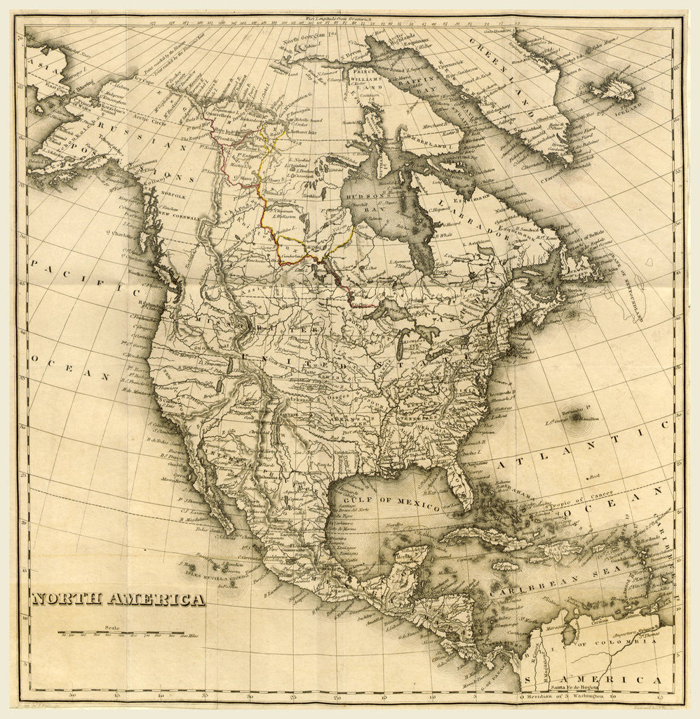 Detail of North America Map by Anonymous