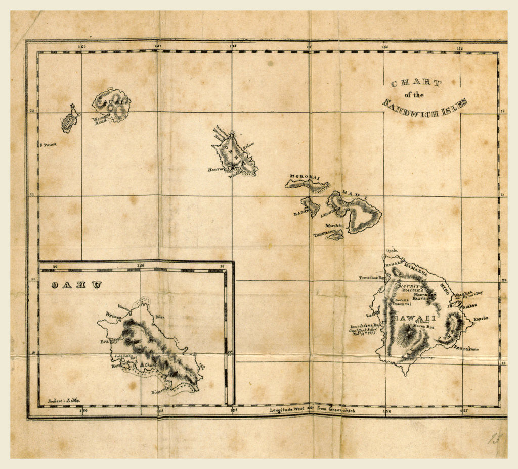 Detail of Map of the Sandwich Islands, in the years 1825 by Anonymous