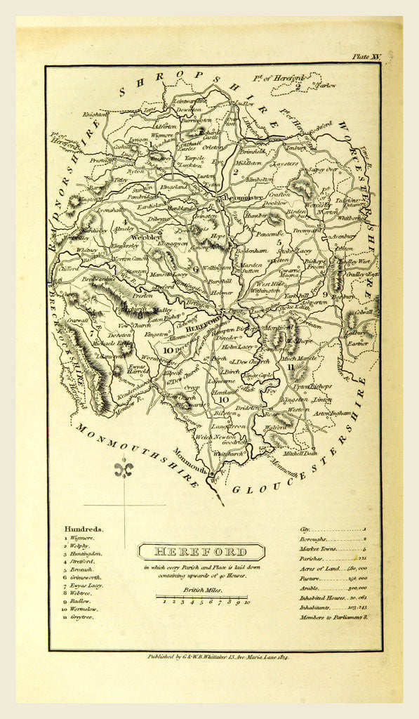 Detail of Hereford map, A Topographical Dictionary of the United Kingdom, UK by Anonymous