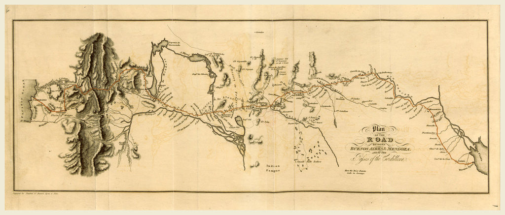 Detail of Plan of the road between Buenes Ayres and Mendoza, Sketches of Buenos Ayres and Chile by Anonymous
