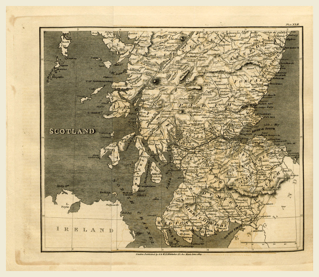 Detail of Scotland, map 1824, A Topographical Dictionary of the United Kingdom by Anonymous