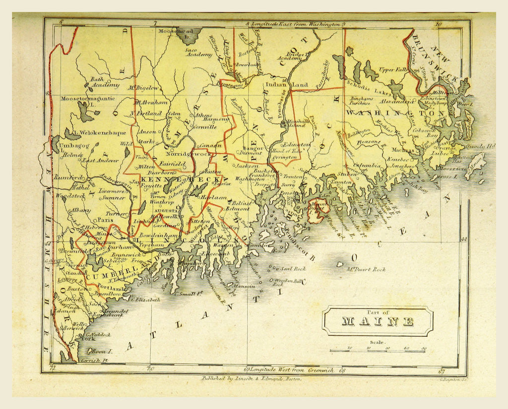 Detail of Part of Maine, US, The Boston School Atlas by Anonymous