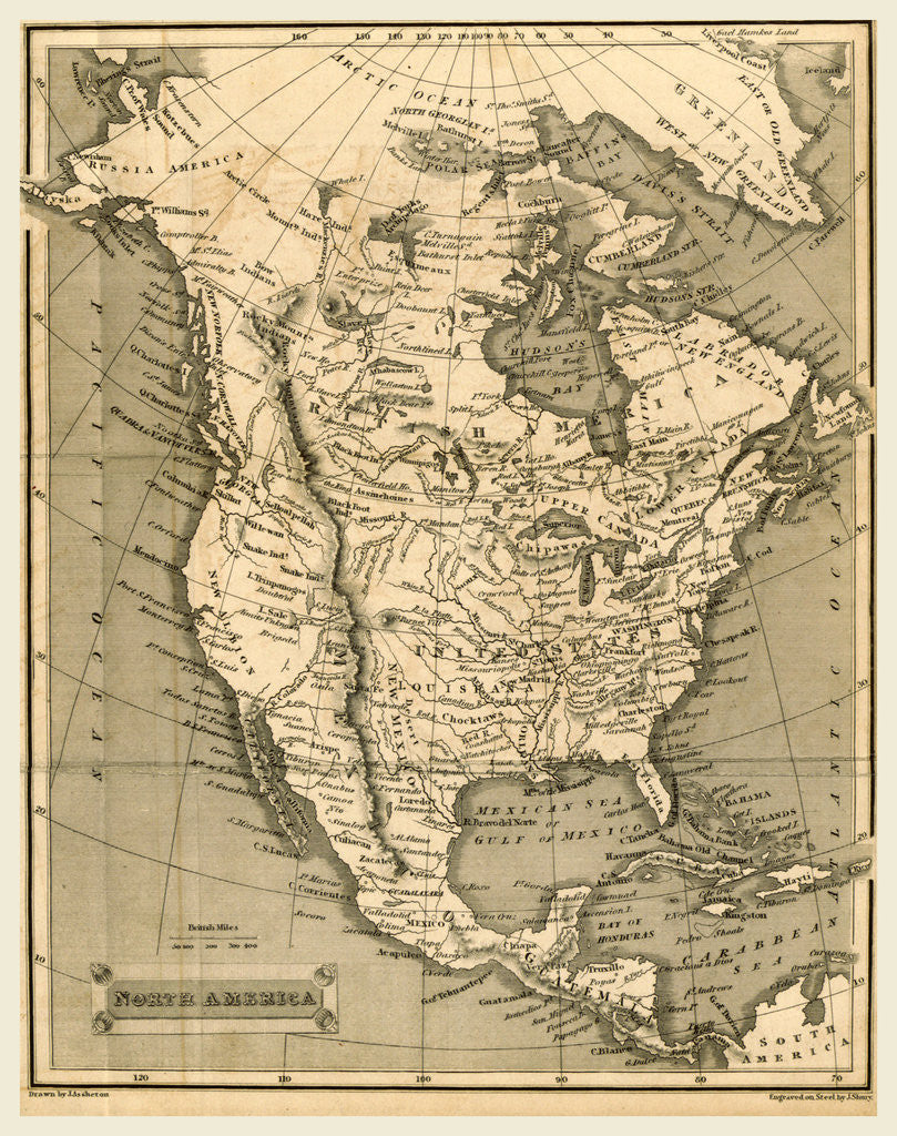 Detail of North America map, The General Gazetteer the eighteenth edition, with very considerable additions by A. Picquot by Anonymous