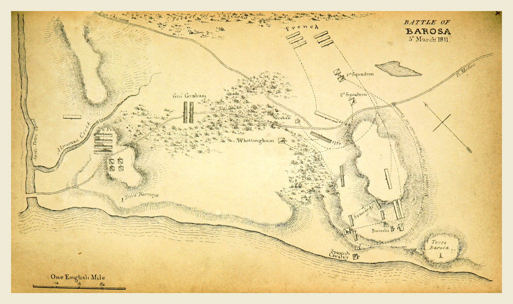 Detail of Battle of Barosa map, 1811 by Anonymous