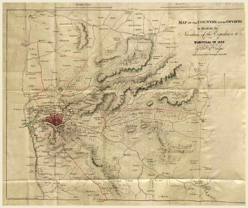 Detail of Map of Oporto, Narrative of the expedition to Portugal in 1832, under the orders of his Imperial Majesty Dom Pedro, Duke of Braganza by Anonymous