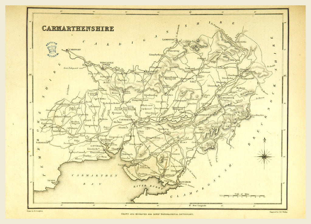Detail of A Topographical Dictionary of Wales, Carmarthenshire by Anonymous