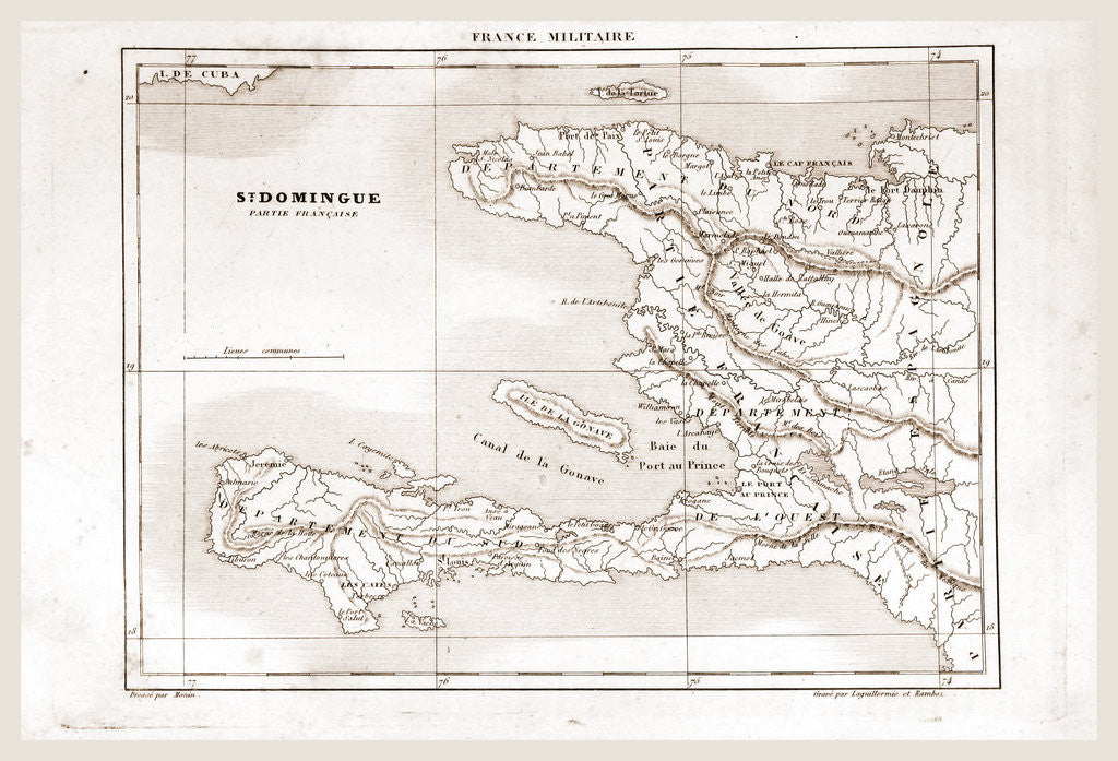Detail of Map, Saint-Domingue was a French colony on the Caribbean island of Hispaniola from 1659 to 1809 by Anonymous