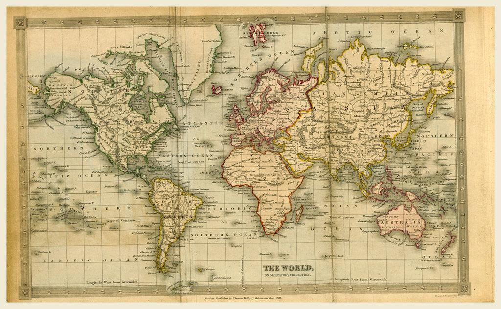 Detail of Map of the world 1836, 19th century by Anonymous