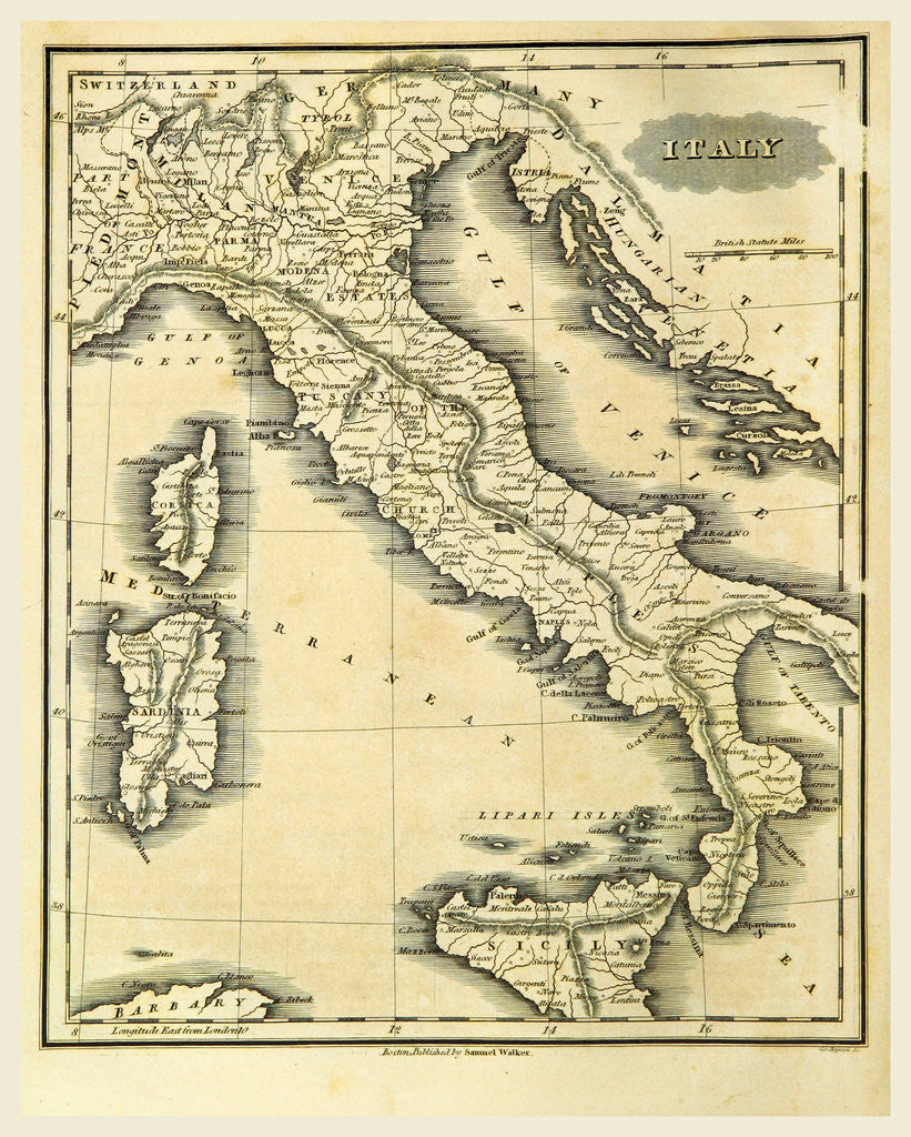 Detail of Map of Italy by Anonymous