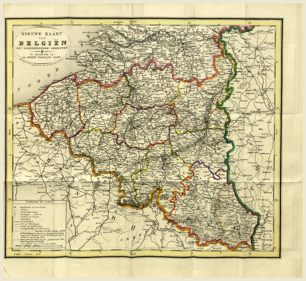 Detail of Map Belgium, 19th century by Anonymous