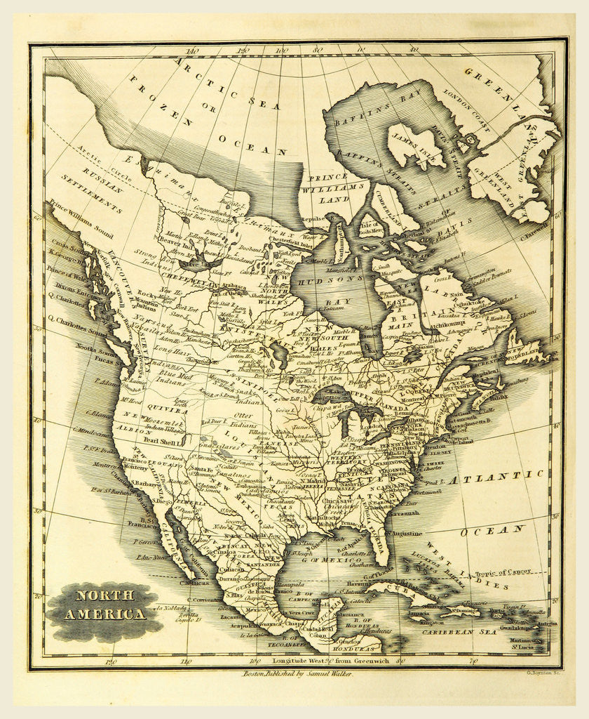 Detail of Map of North America by Anonymous