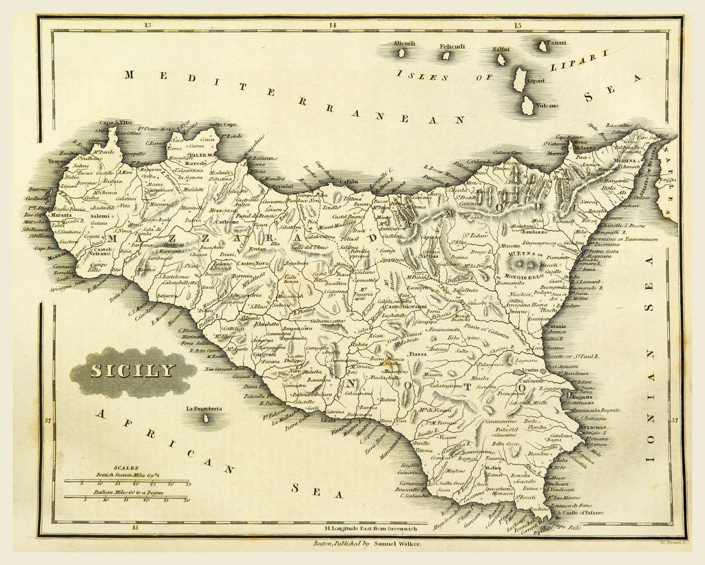 Detail of Map Sicily, Italy by Anonymous