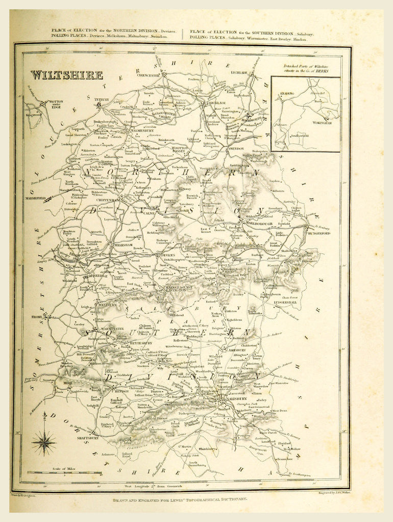 Detail of Map wiltshire, UK by Anonymous