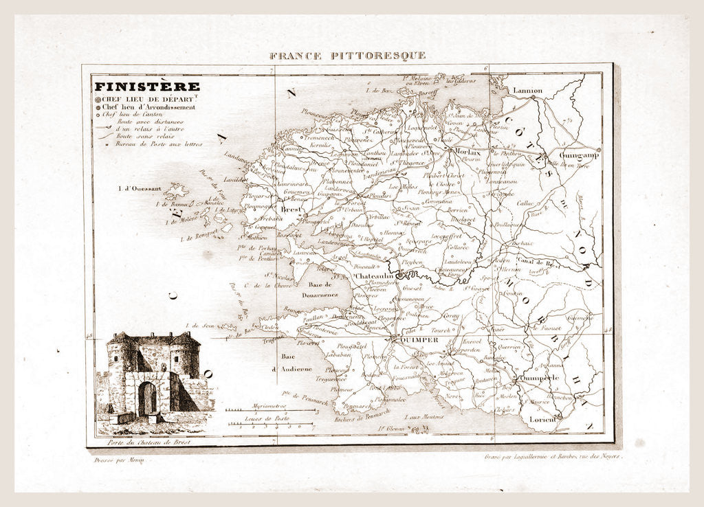 Detail of France pittoresque, Finistere, map by Anonymous