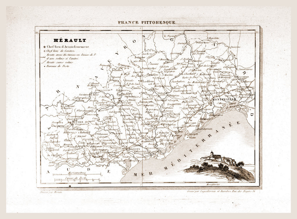 Detail of France pittoresque, Herault, map by Anonymous