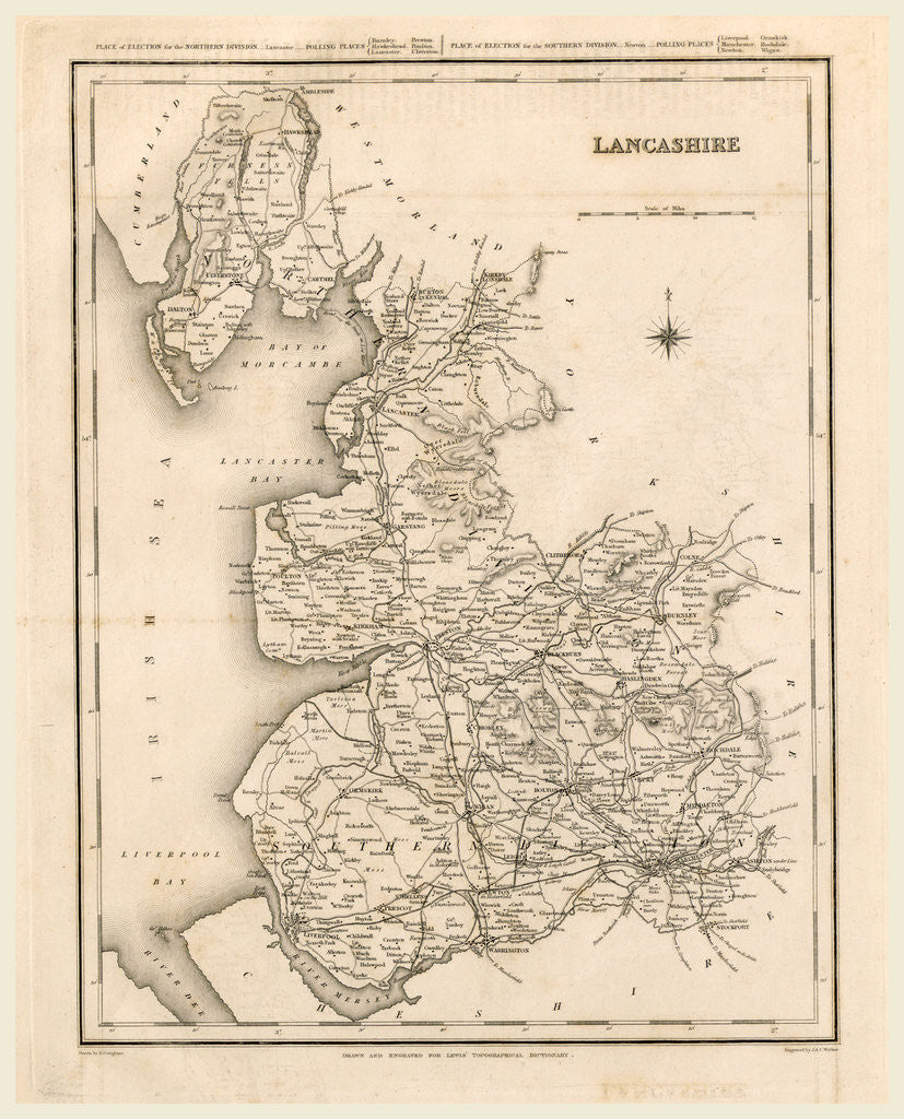 Detail of A Topographical Dictionary of England, Lancashire, map by Anonymous