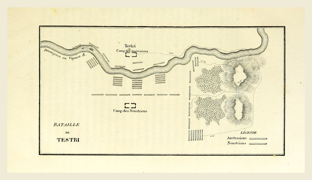 Detail of Battle of Testri near Soissons, map by Anonymous