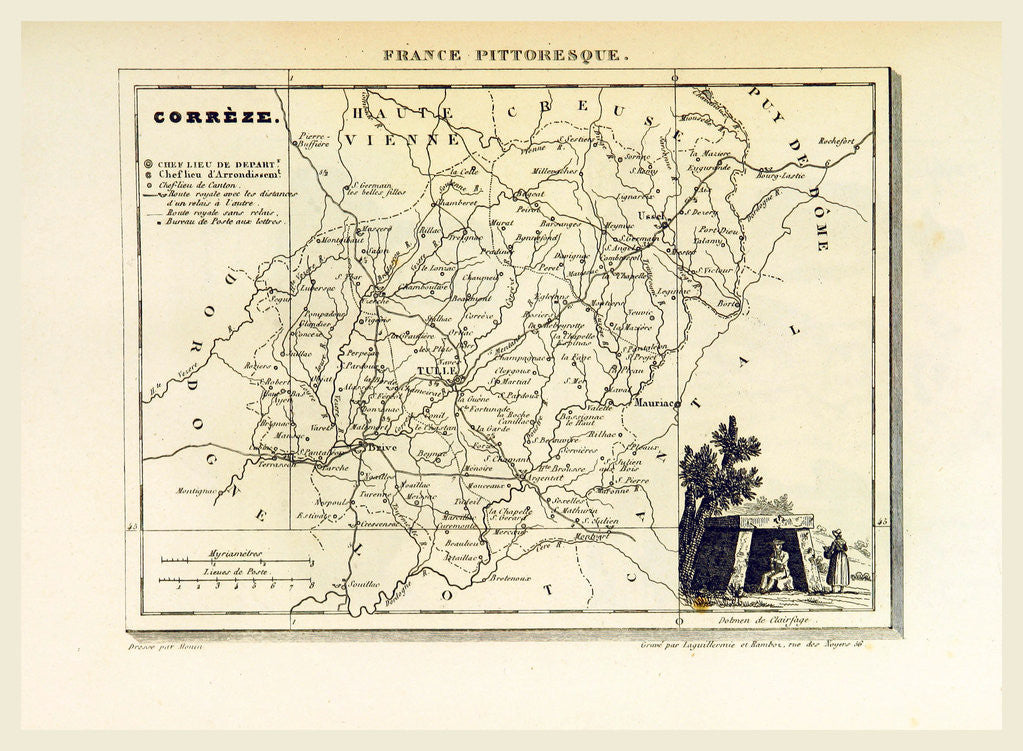 Detail of Map Correze, France pittoresque by Anonymous