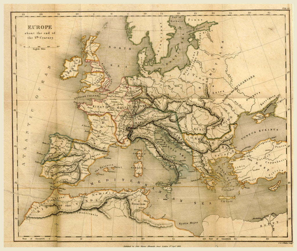 Detail of Map Europe end of the fifth century by Anonymous