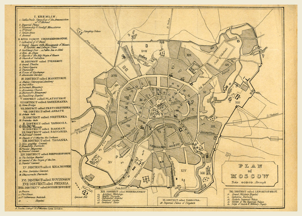 Detail of Map of Moscow, Russia by Anonymous