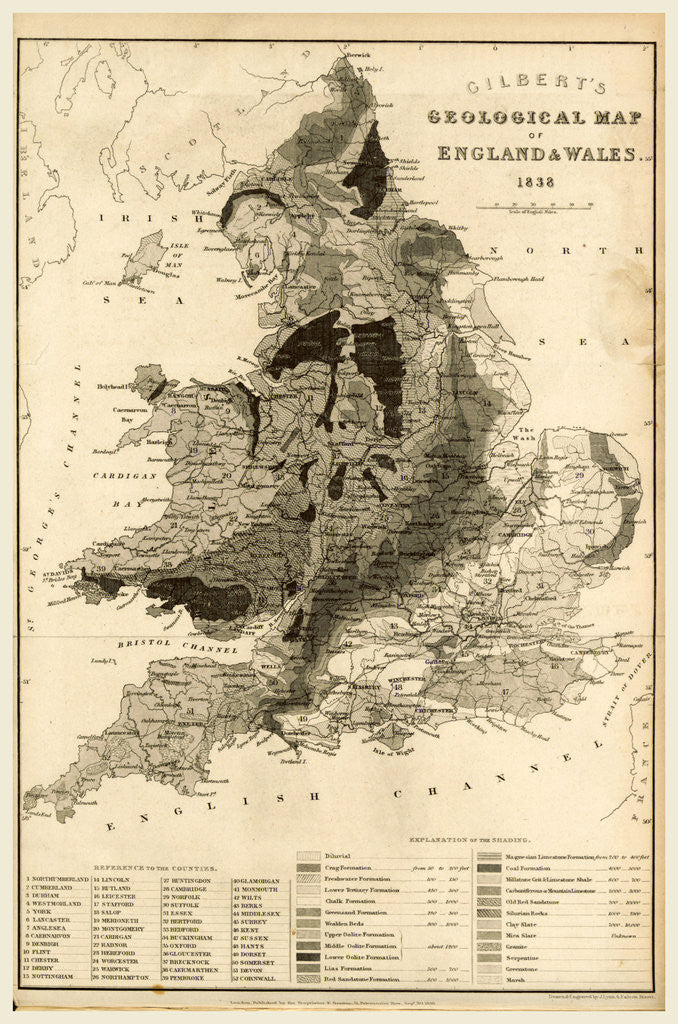 Detail of Map England and Wales 1838 by Anonymous