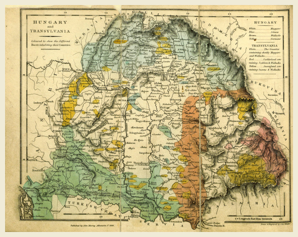 Detail of Hungary and Transylvania map by Anonymous
