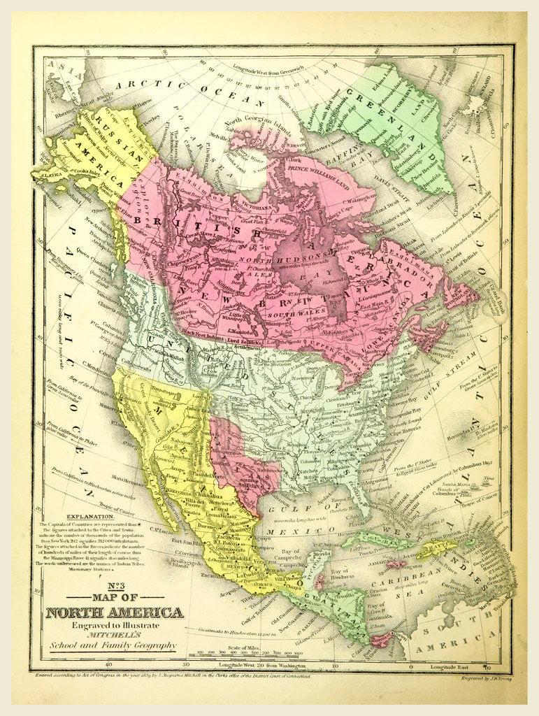 Detail of Map of North America by Anonymous
