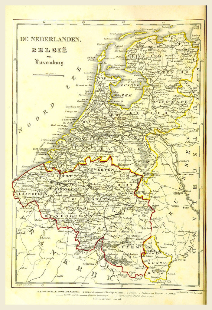 Map of The Netherlands, Belgium, Luxemburg by Anonymous
