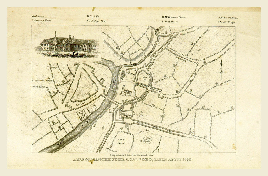 Detail of Map, Mancuniensis or an history of the town of Manchester and Salford by Anonymous