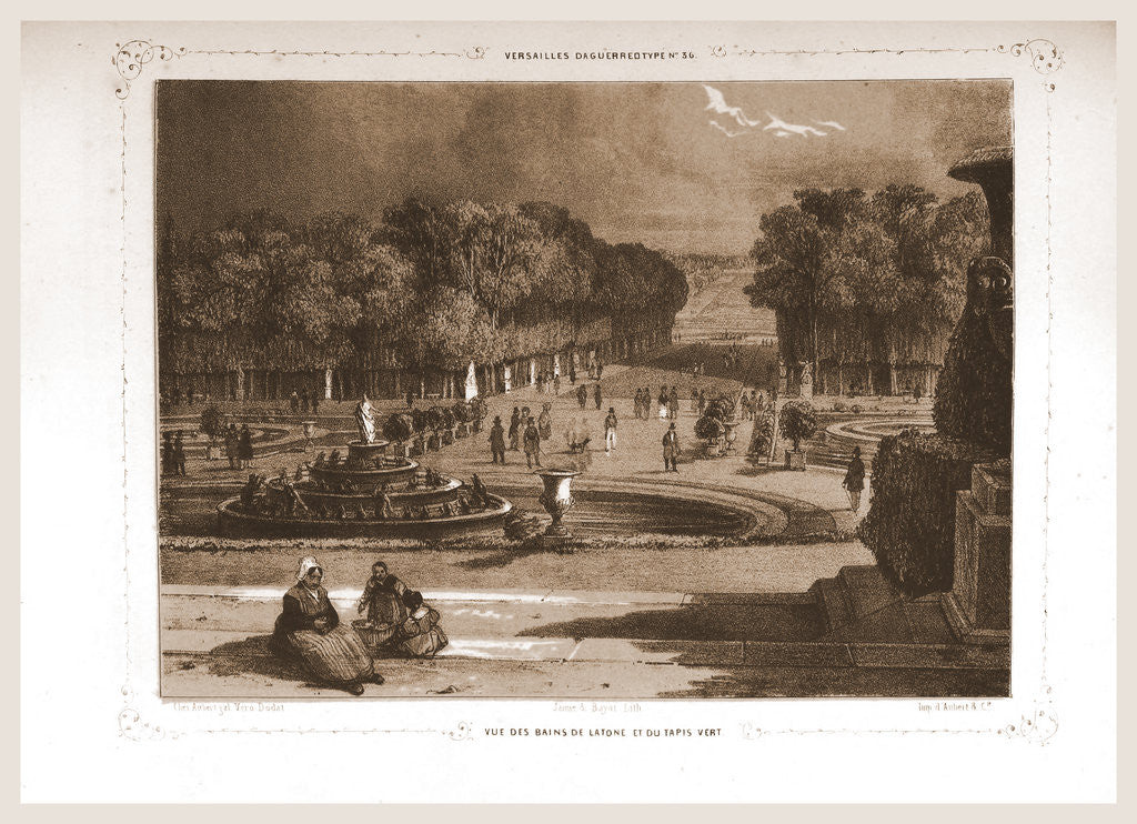Detail of View of Bains de Latone et du tapis vert, Paris and surroundings by M. C. Philipon