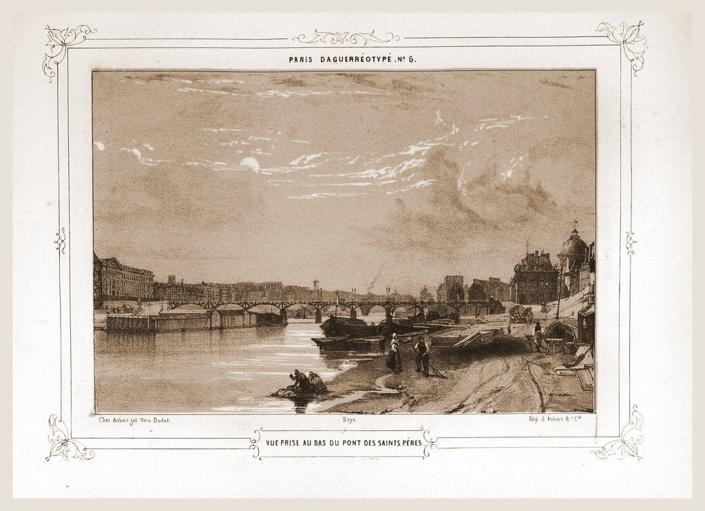 Detail of View from Pont des Saints Peres, Paris and surroundings by M. C. Philipon